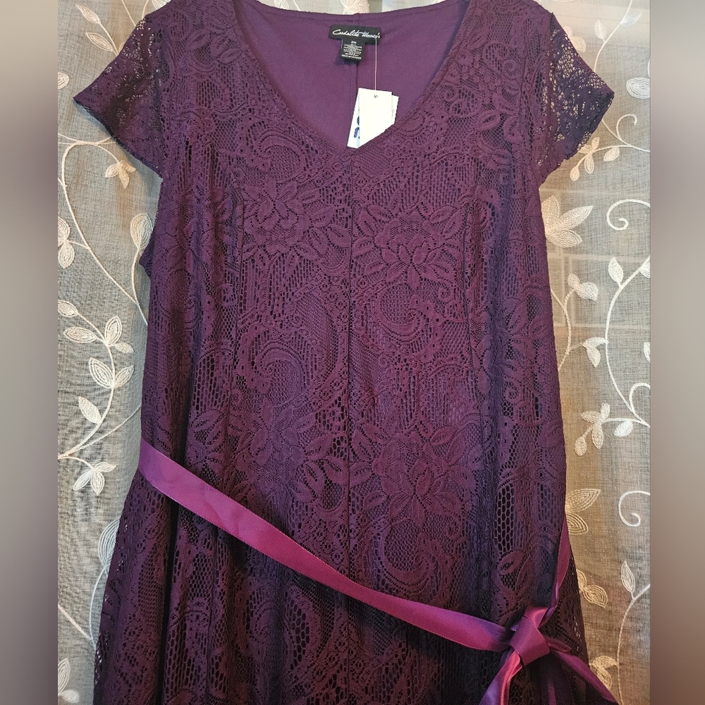 Plum purple Lace dress - Picture 3 of 4
